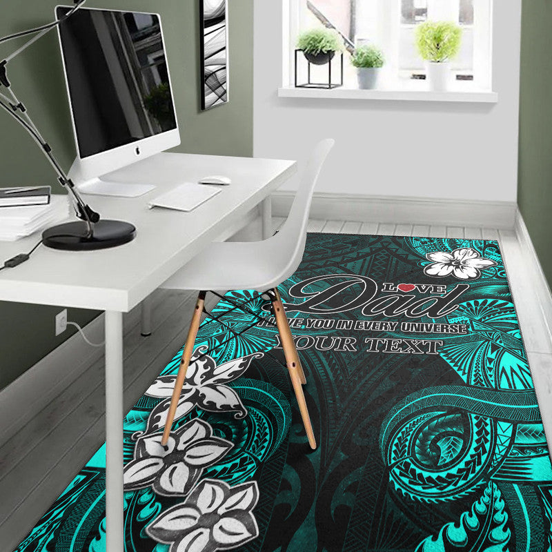 (Custom Personalised) Polynesian Fathers Day Area Rug I Love You In Every Universe - Turquoise LT8 - Polynesian Pride