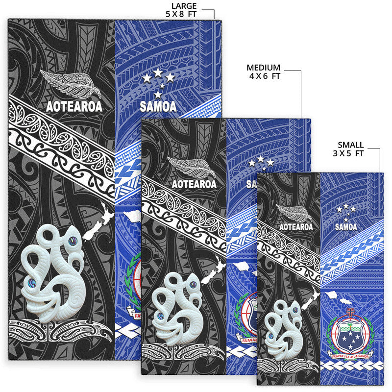 New Zealand And Samoa Area Rug Together - Black LT8 - Polynesian Pride