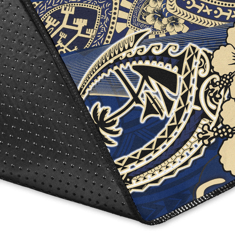 Guam Fish Hook Area Rug Blue Style LT6 - Polynesian Pride