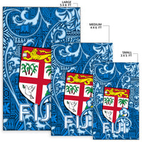 Fiji Area Rug Tapa Patterns Blue Style LT6 - Polynesian Pride