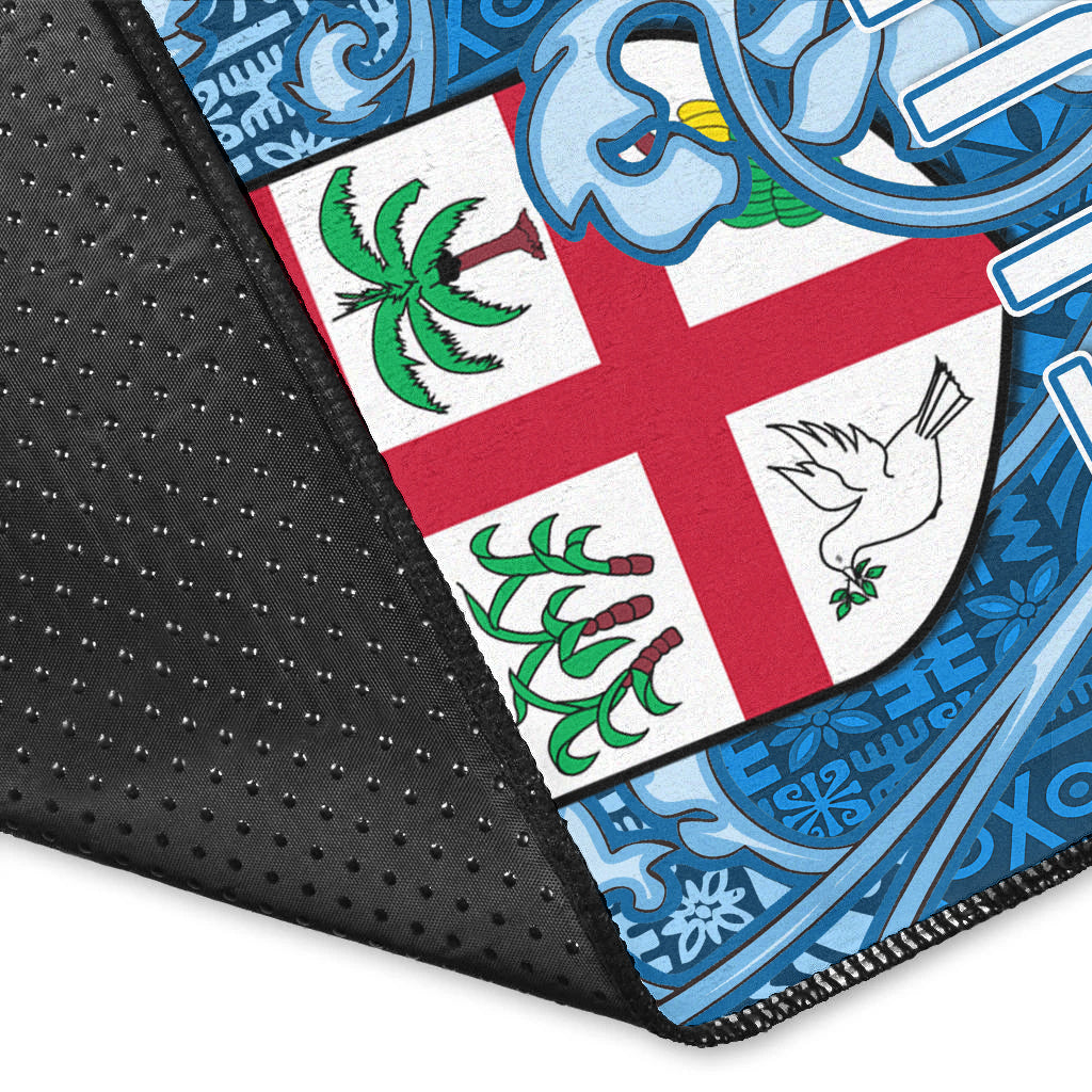 Fiji Area Rug Tapa Patterns Blue Style LT6 - Polynesian Pride