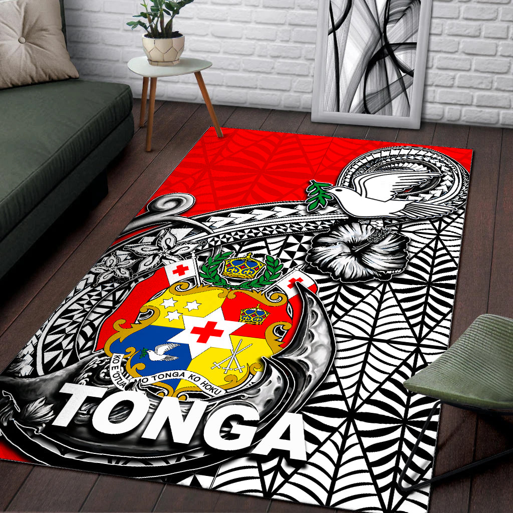 Tonga Hook Tattoo Area Rug White LT6 - Polynesian Pride