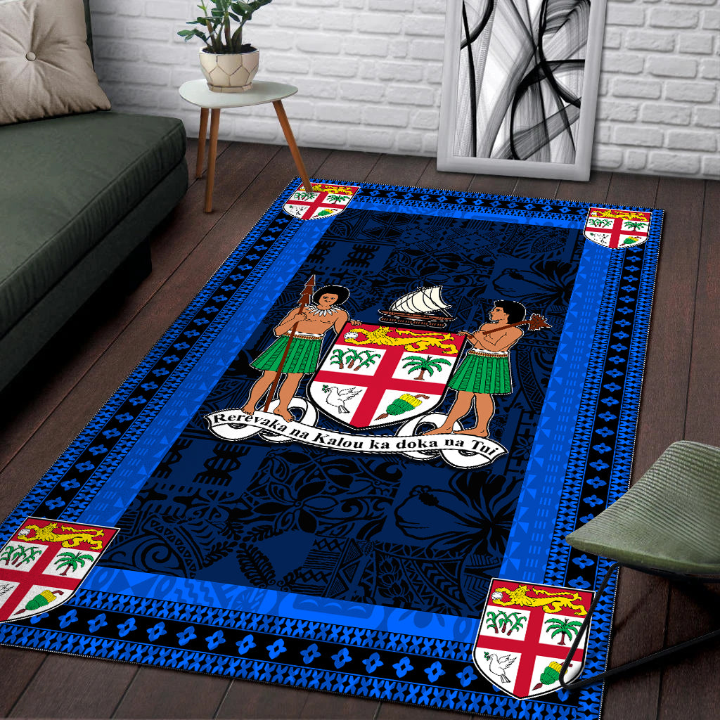 Fiji Area Rug Black And Blue Style No.1 LT6 - Polynesian Pride