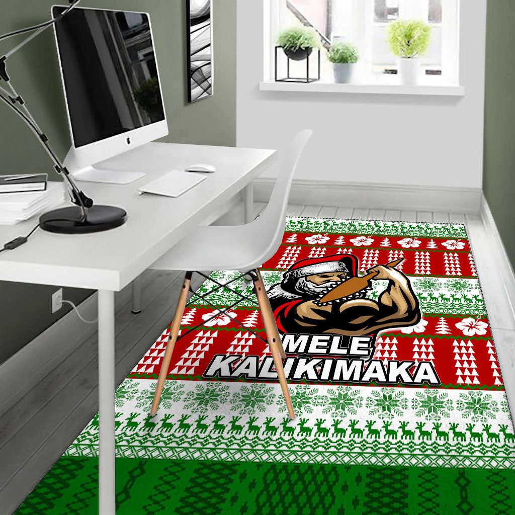 Hawaiian Santa Claus Warrior Area Rug Christmas LT6 - Polynesian Pride