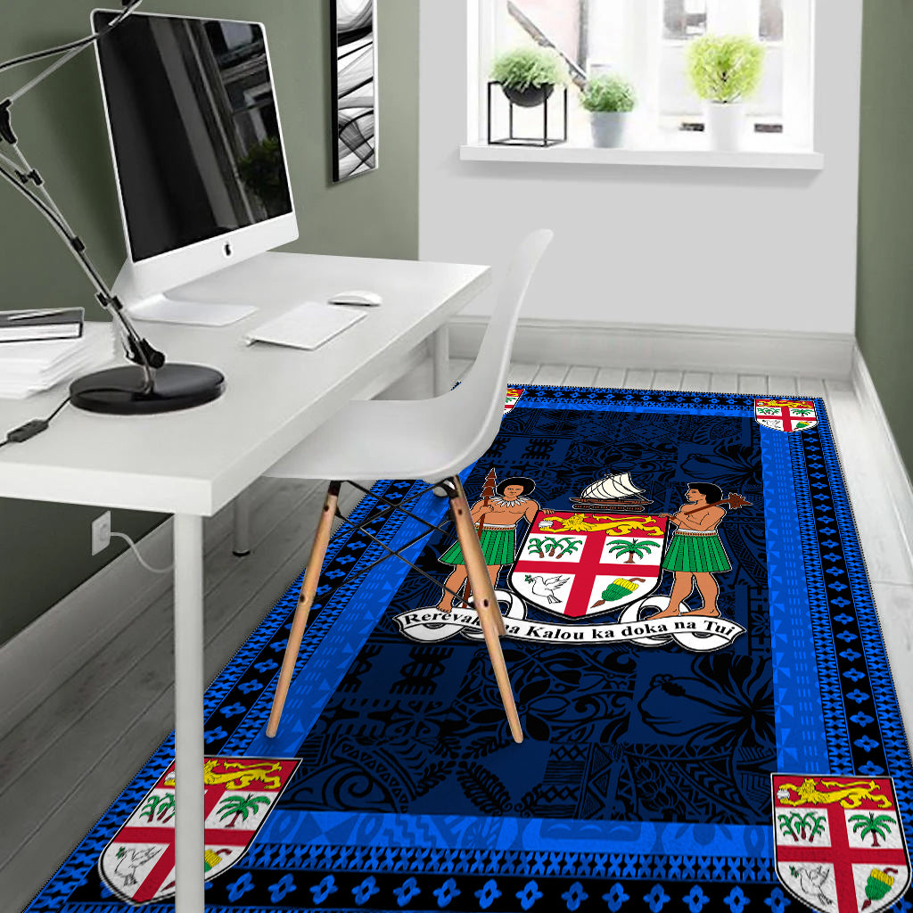 Fiji Area Rug Black And Blue Style No.1 LT6 - Polynesian Pride