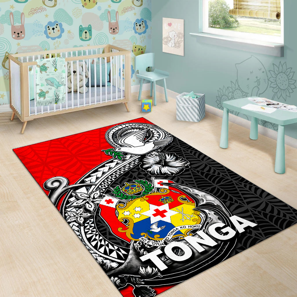 Tonga Hook Tattoo Area Rug Black LT6 - Polynesian Pride