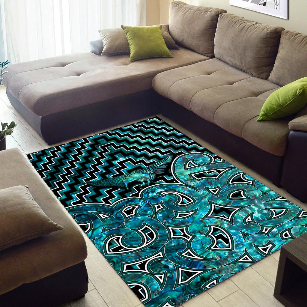New Zealand Area Rug Maori Graphic Tee patterns Paua Shell LT6 - Polynesian Pride
