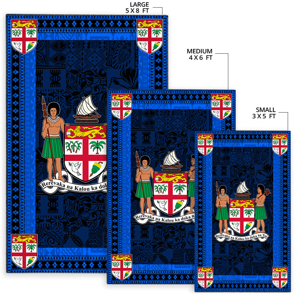 Fiji Area Rug Black And Blue Style No.1 LT6 - Polynesian Pride