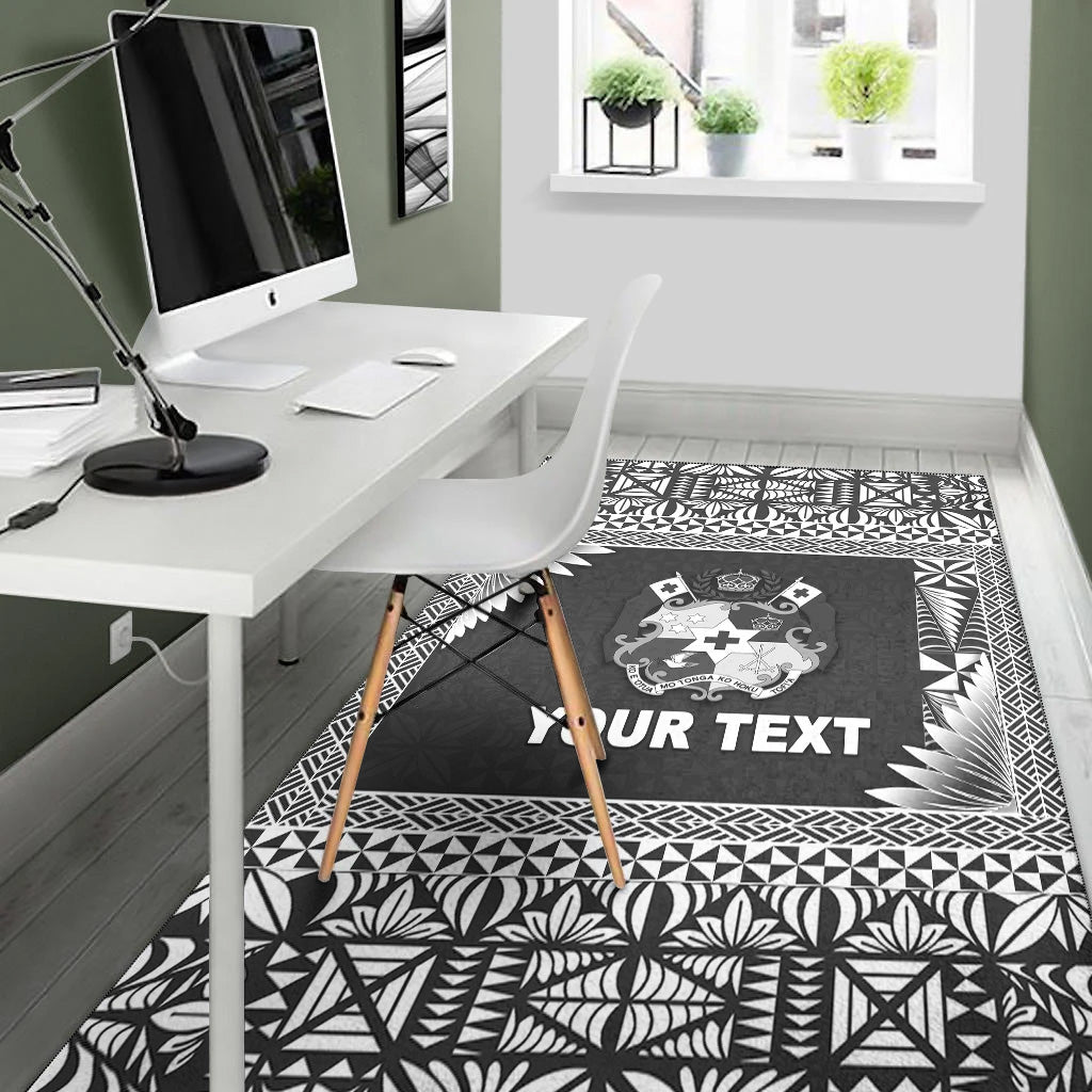 (Custom Personalised) Tonga Coat Of Arms Area Rugs Simplified Version - Black LT8 - Polynesian Pride