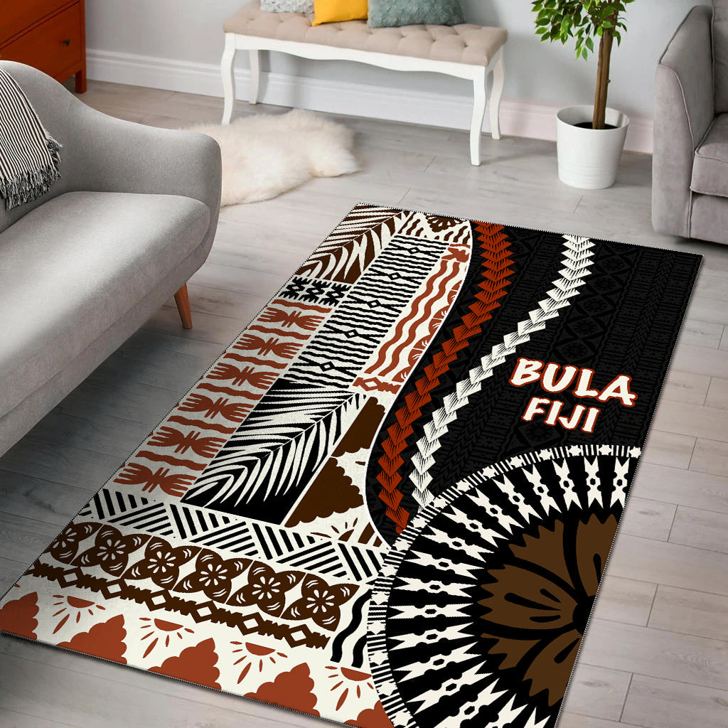 Bula Fiji Area Rug Masi Tapa Patterns Style LT6 Art - Polynesian Pride