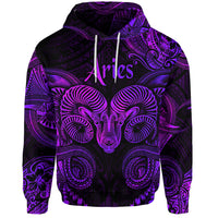 Custom Aries Zodiac Polynesian Hoodie Unique Style Purple LT8 Unisex Purple - Polynesian Pride