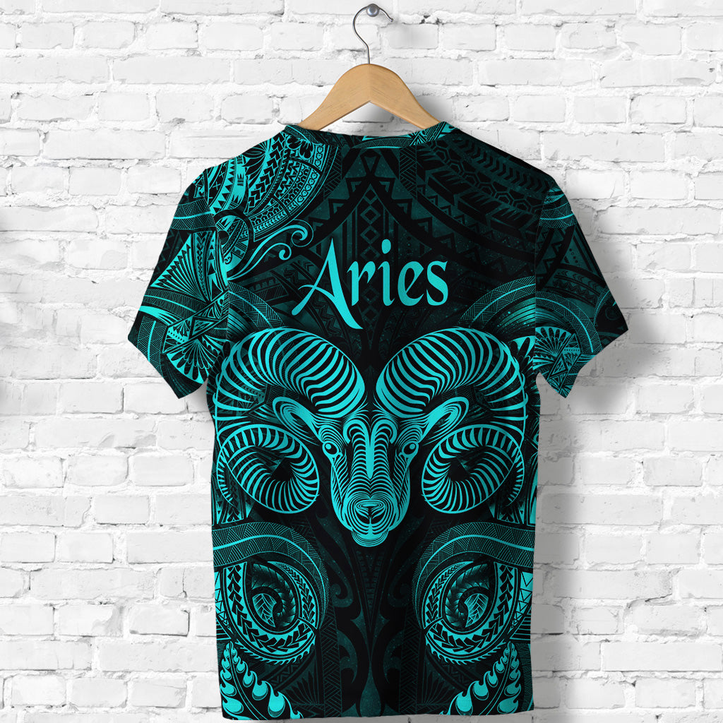 Aries Zodiac Polynesian T Shirt Unique Style Turquoise LT8 - Polynesian Pride