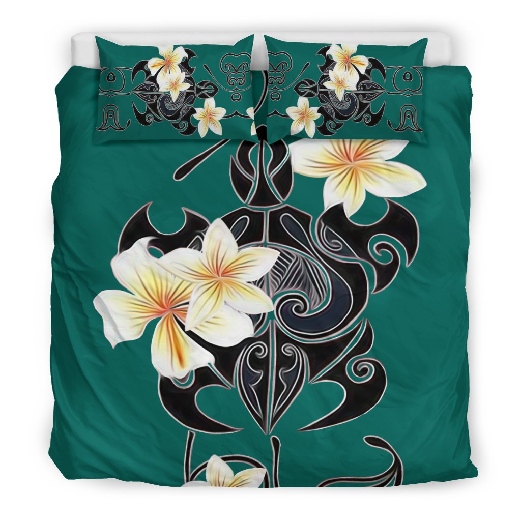 Hawaiian Turtle Plumeria Polynesian Bedding Set - Polynesian Pride
