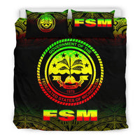 Federated States Of Micronesia Duvet Cover Set - Reggae Fog Style Art - Polynesian Pride