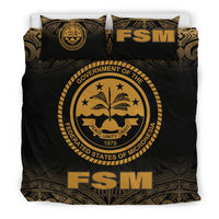 Federated States Of Micronesia Duvet Cover Set - Gold Fog Style Gold - Polynesian Pride