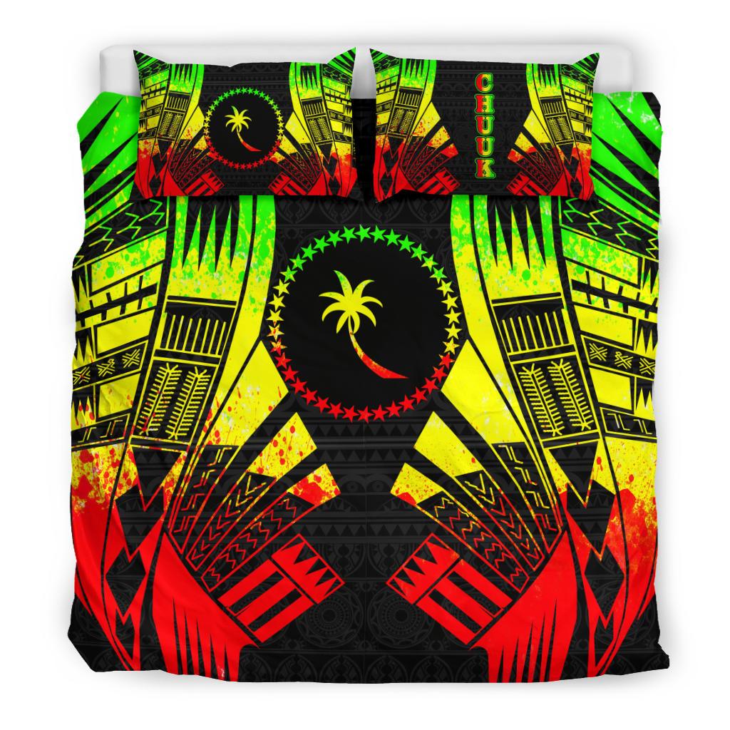 Chuuk States Duvet Cover Set - Reggae Tattoo Style - Polynesian Pride