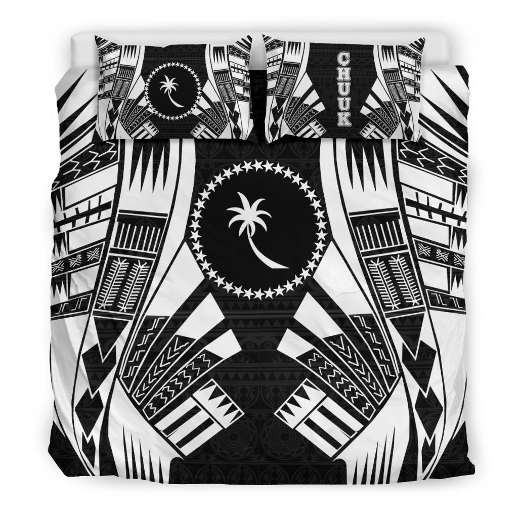 Chuuk States Duvet Cover Set - Black White Tattoo Style - Polynesian Pride
