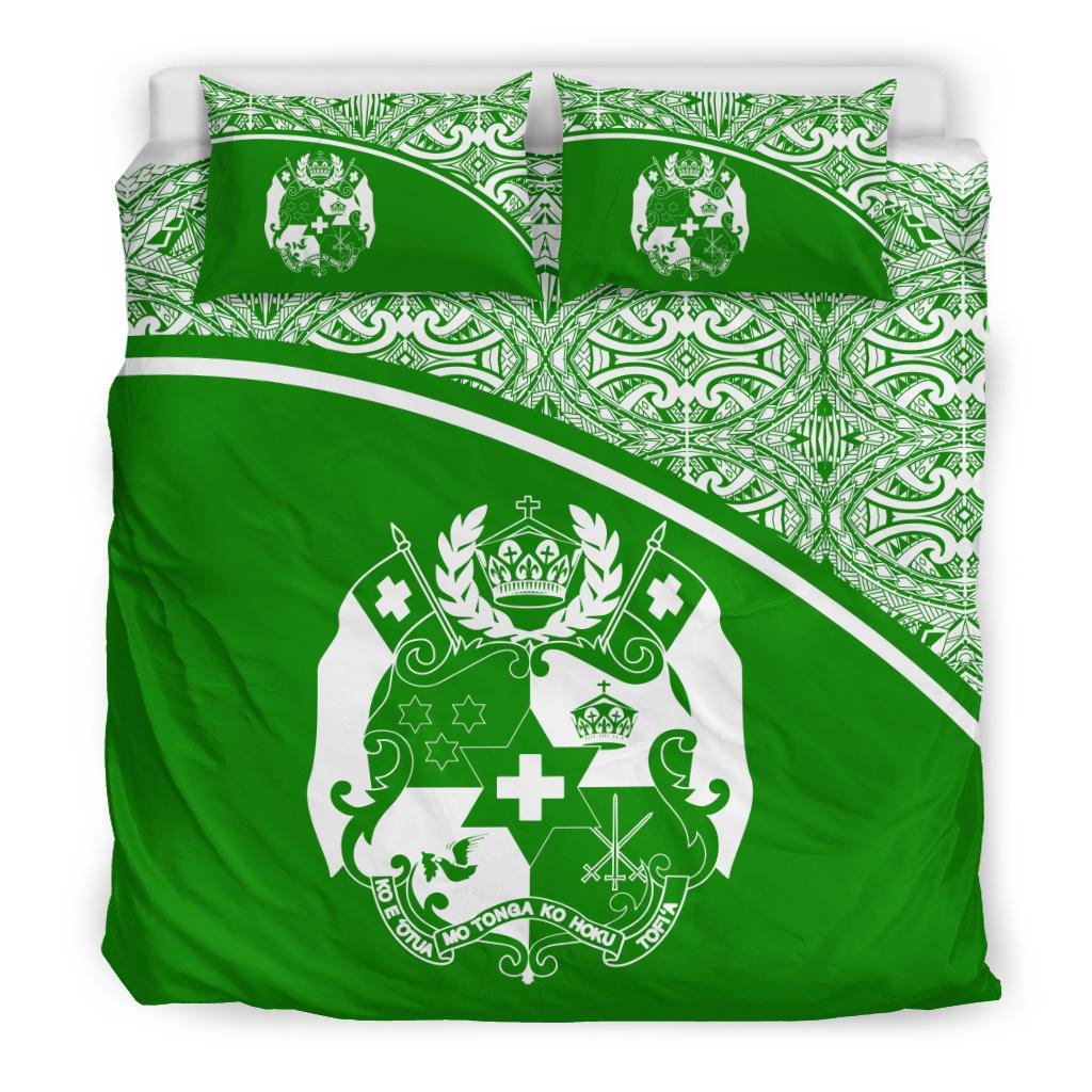 Tonga Duvet Cover Set - Green Curve Style Green - Polynesian Pride