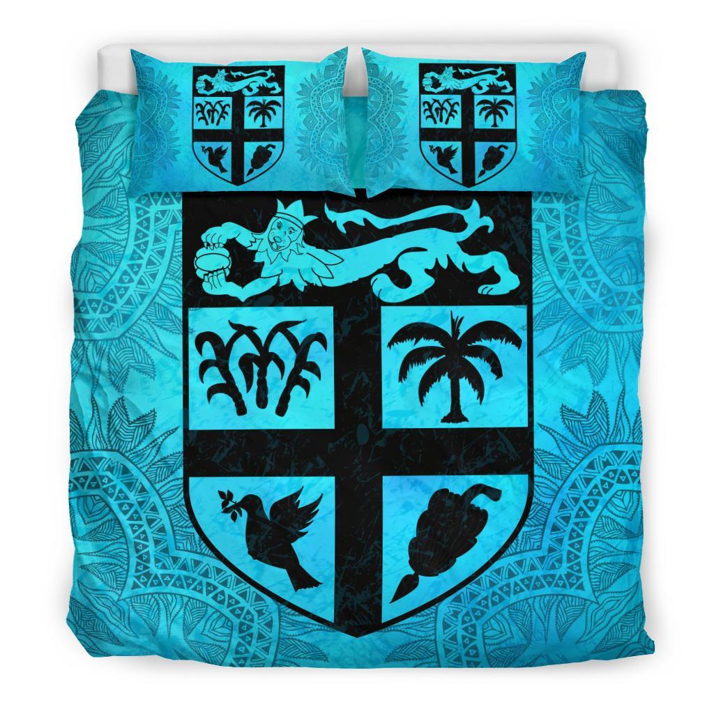 Fiji Duvet Cover Set - Fiji Flag Turquoise A0 Art - Polynesian Pride