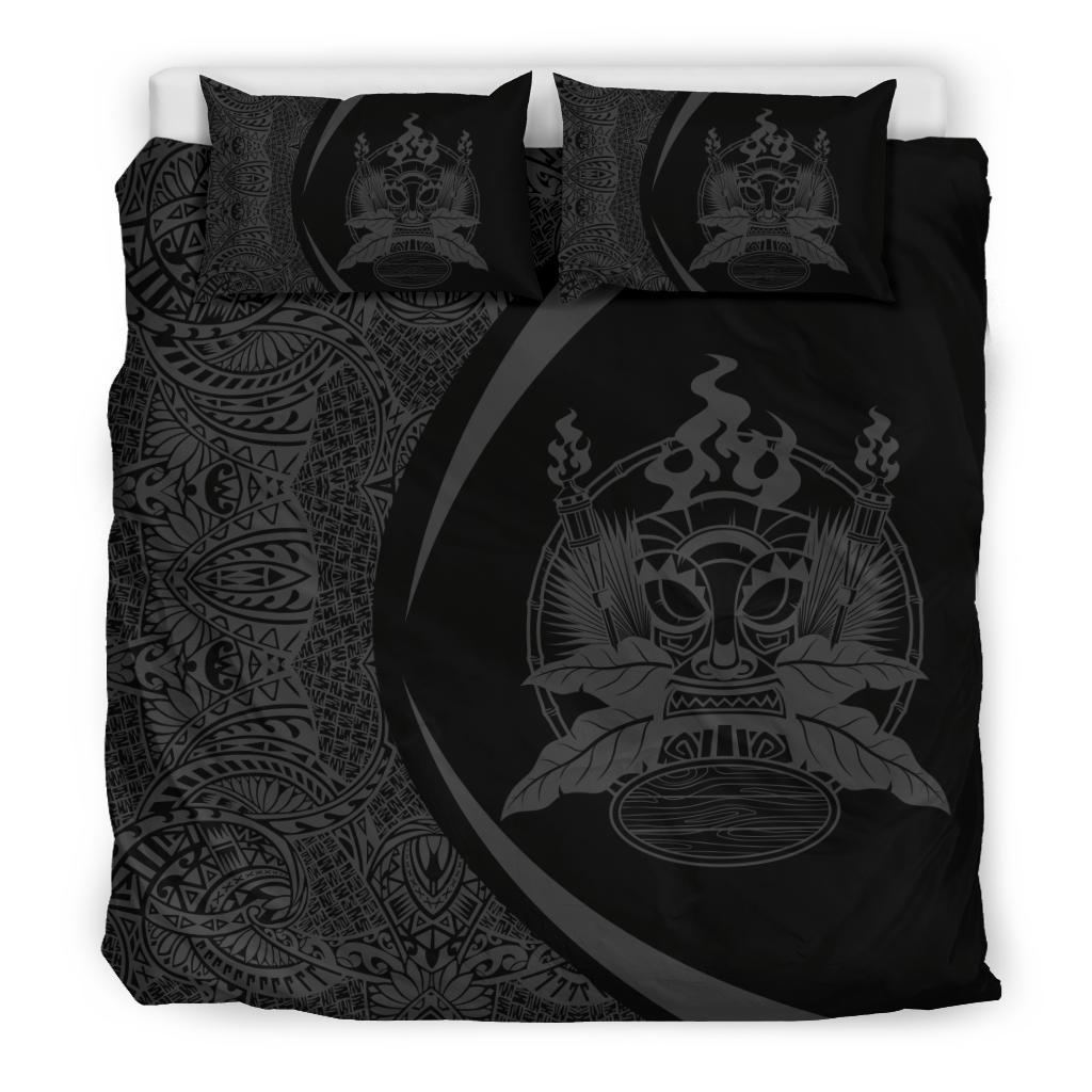Hawaiian Tiki Polynesian Bedding Set Circle Style Grey - Polynesian Pride