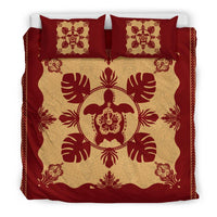 Hawaiian Turtle Hibiscus Monstera Polynesian Bedding Set - Polynesian Pride