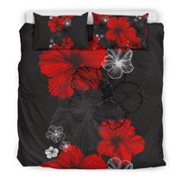 Hawaiian Hibiscus Black Background Bedding Set - Polynesian Pride
