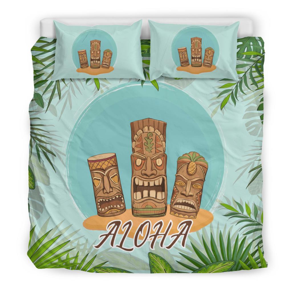 Hawaiian Palm Leaves Aloha Tiki Bedding Set - Polynesian Pride