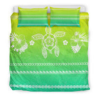 Hawaiian Turtle Hibiscus Yellow And Green Bedding Set - Color Style - Polynesian Pride