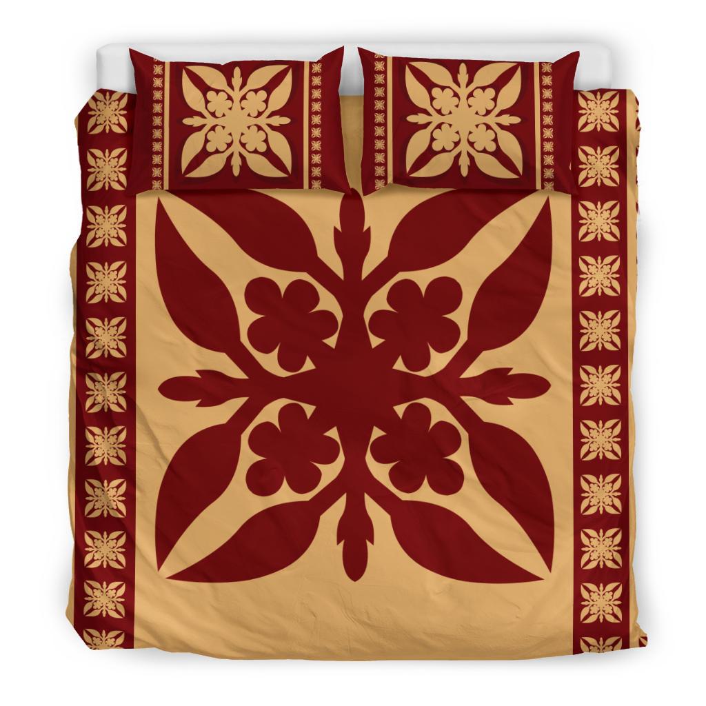Hawaiian Quilt Pattern Palm Tree Proudly Bedding Set - Polynesian Pride