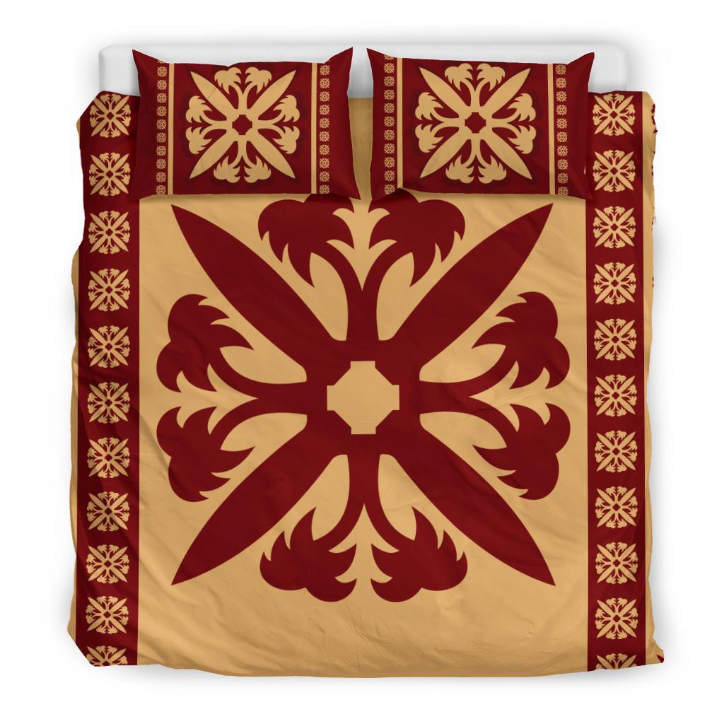 Hawaiian Quilt Pattern Coconut Tree Heart Bedding Set - Polynesian Pride