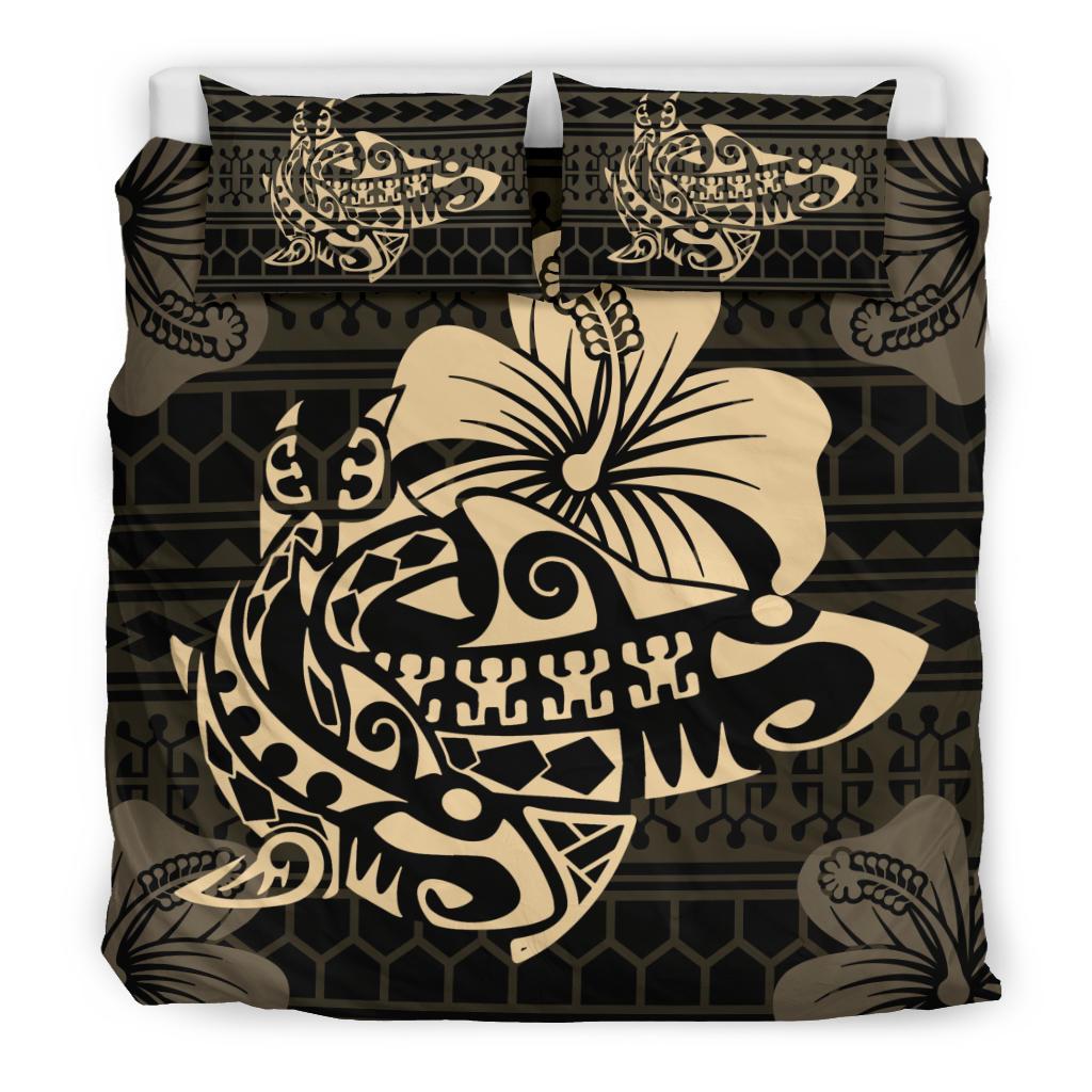 Hawaiian Hibiscus Etua Shark Tattoo Bedding Set - Polynesian Pride