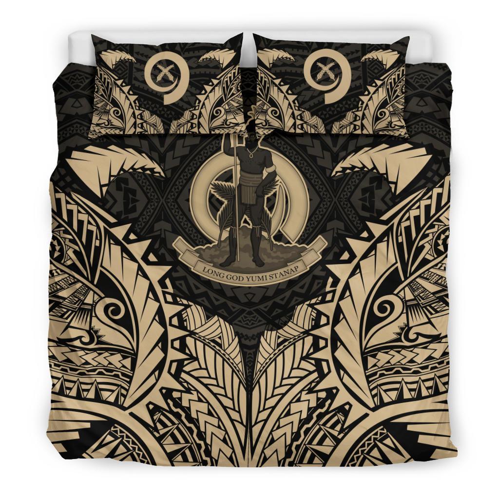 Vanuatu Duvet Cover Set - Vanuatu Coat Of Arms Premium Black - Polynesian Pride