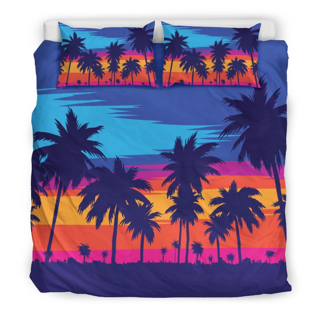 Hawaiian Palm Forest Sunset Polynesian Bedding Set - Polynesian Pride