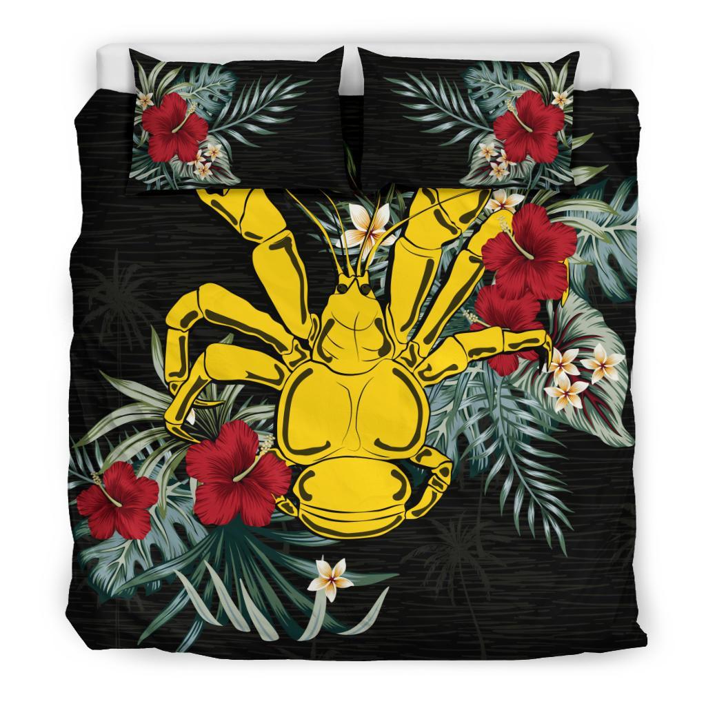 Niue Duvet Cover Set - Hibiscus Coconut Crab Black - Polynesian Pride