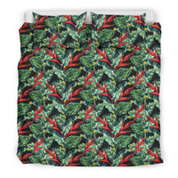 Hawaiian Tropical Heliconias Monstera Leaf Green Mix Polynesian Bedding Set - Polynesian Pride