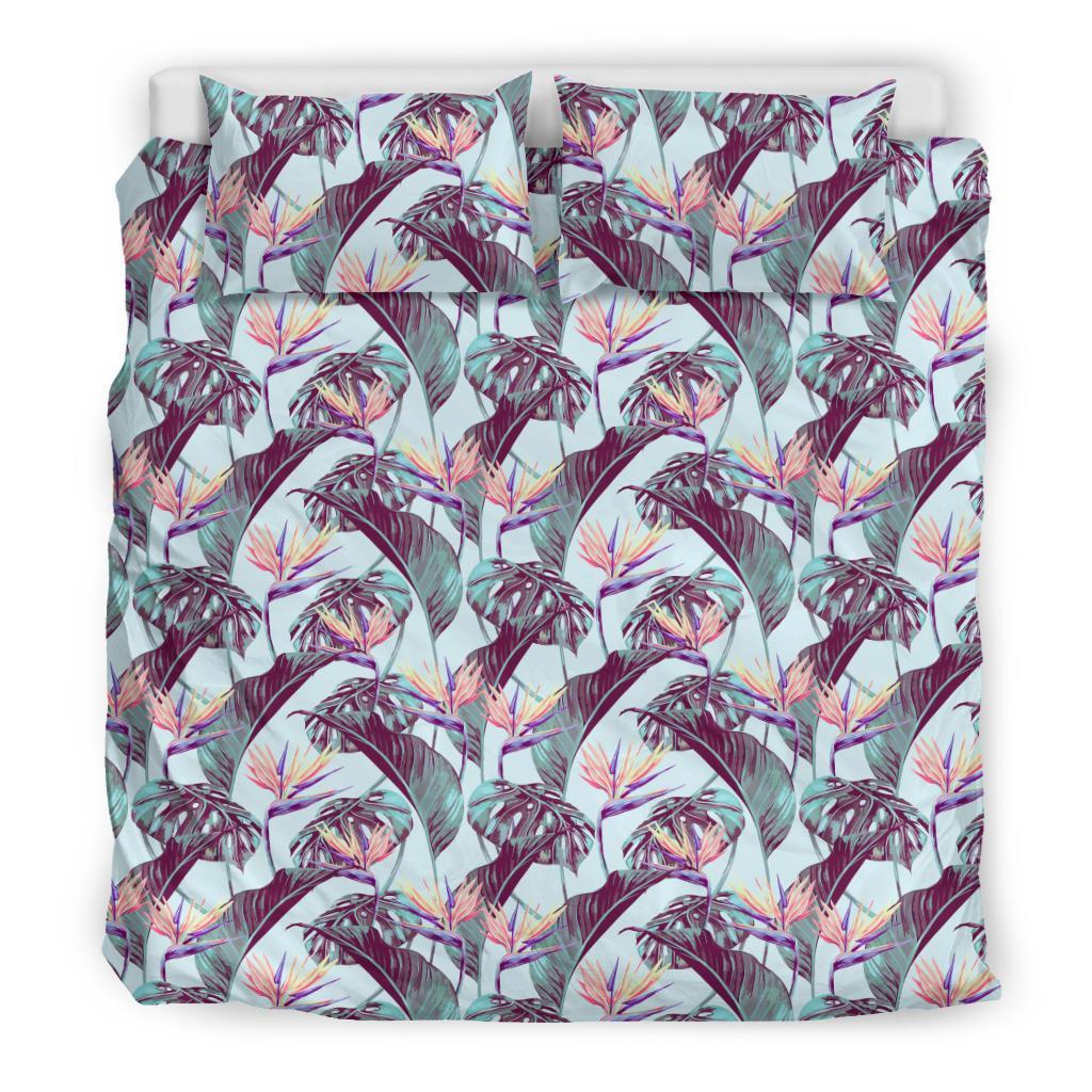 Hawaiian Tropical Strelitzia Flower Monstera Leaf Polynesian Bedding Set - Polynesian Pride