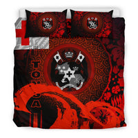 Tonga Duvet Cover Set - Hibiscus And Wave Red Red - Polynesian Pride