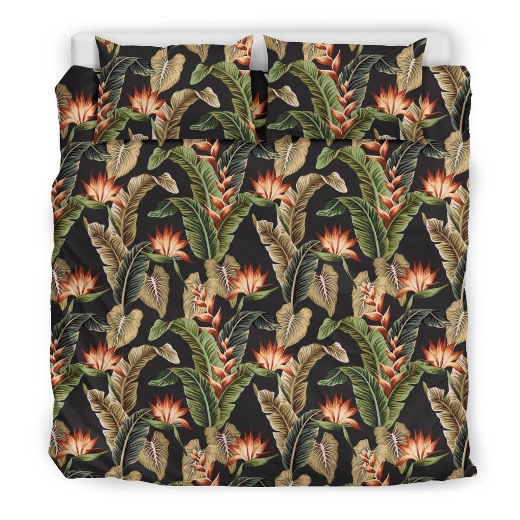 Hawaiian Strelitzia Heliconias Flower Banana Leaves Polynesian Bedding Set - Polynesian Pride