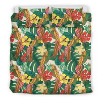 Hawaiian Tropical Leaves Flowers And Birds Floral Jungle Polynesian Bedding Set - Polynesian Pride