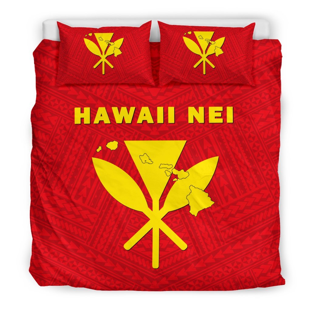 Hawaiian Map Kanaka Maoli Polynesian Polynesian Bedding Set Red - Polynesian Pride