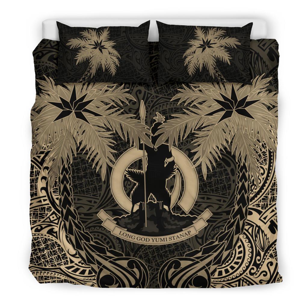Vanuatu Duvet Cover Set - Vanuatu Coat Of Arms Coconut (Duvet Cover) Black - Polynesian Pride