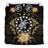 Cook Islands Duvet Cover Set - Cook Island Flag Turtle & Gold Hibiscus Gold - Polynesian Pride