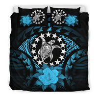 Cook Islands Duvet Cover Set - Cook Island Flag Turtle & Turquoise Hibiscus Art - Polynesian Pride