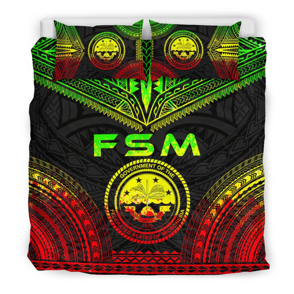 Federated States Of Micronesia Polynesian Chief Duvet Cover Set - Reggae Version - Polynesian Pride