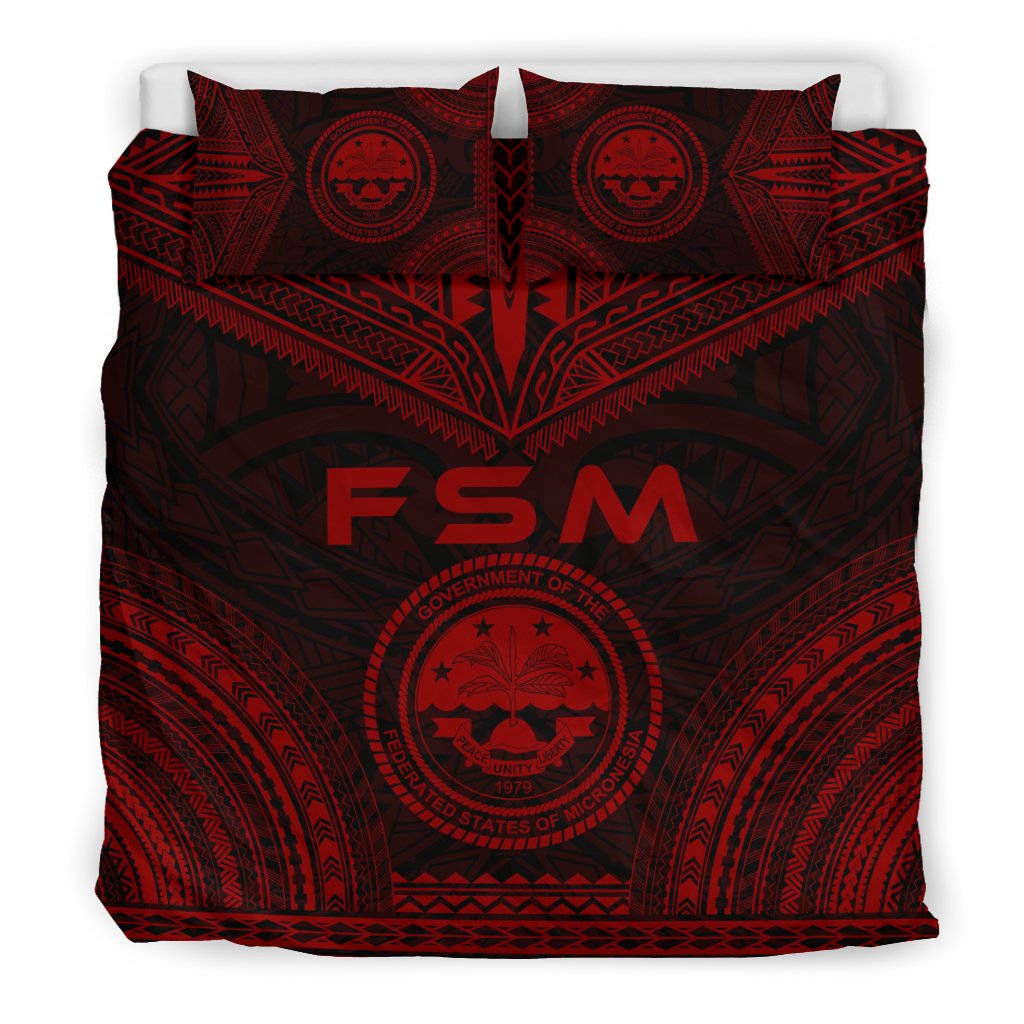 Federated States Of Micronesia Polynesian Chief Duvet Cover Set - Red Version - Polynesian Pride