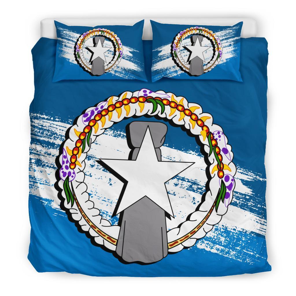Northern Mariana Islands Duvet Cover Set - Northern Mariana Islands Flag Premium Black - Polynesian Pride