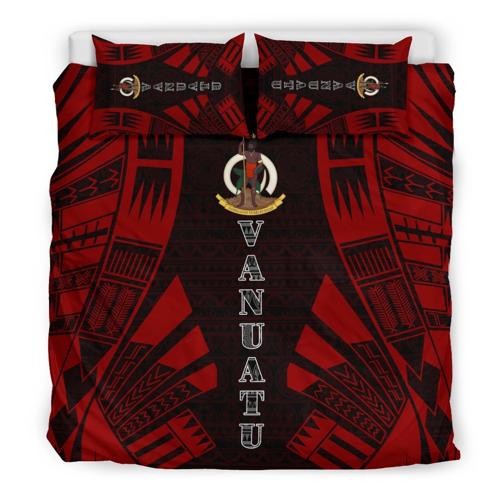 Vanuatu Duvet Cover Set - Polynesian Tattoo Red - Polynesian Pride