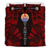 Tahiti Duvet Cover Set - Polynesian Tattoo Red - Polynesian Pride
