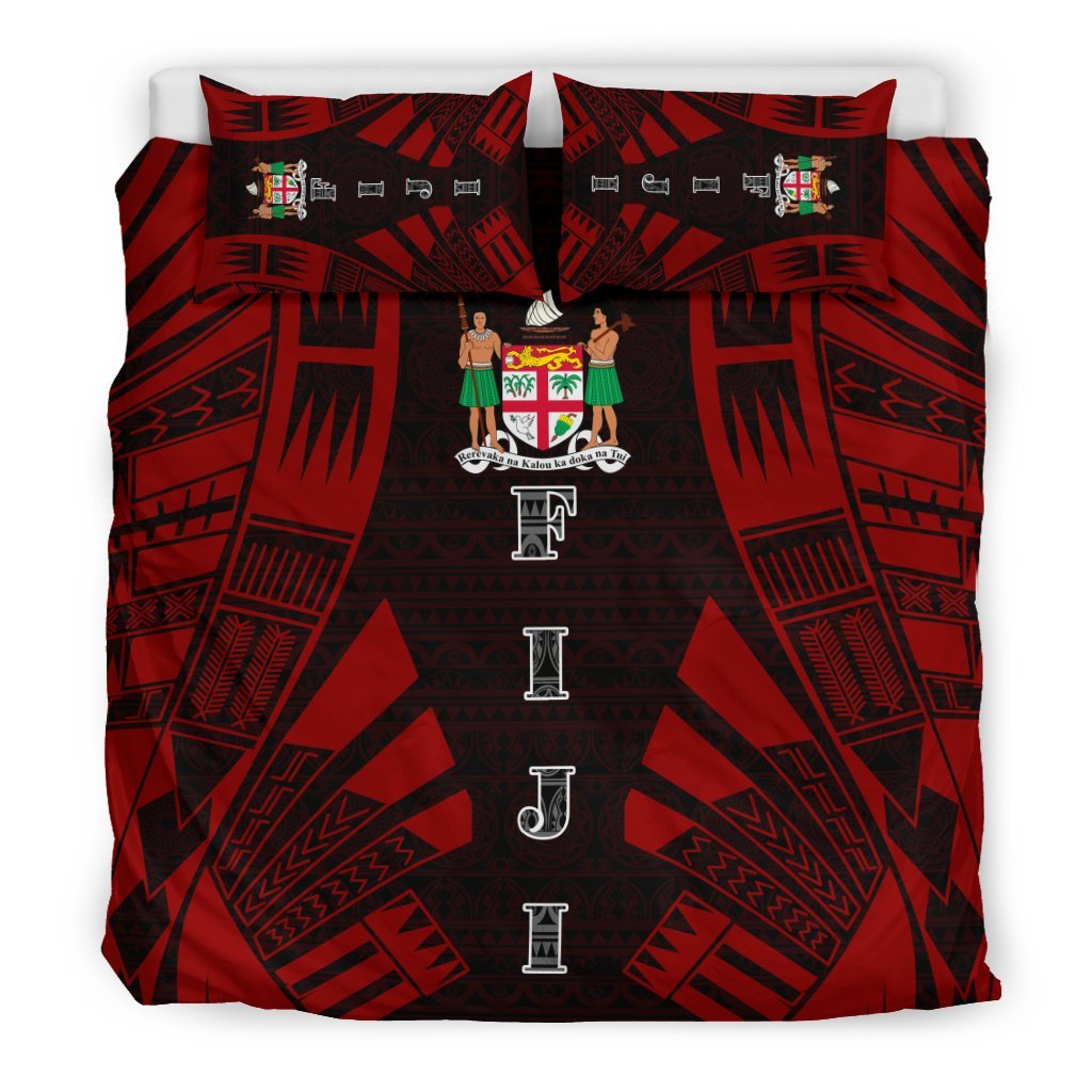 Fiji Duvet Cover Set - Polynesian Tattoo Red - Polynesian Pride