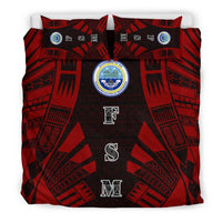 Federated States of Micronesia Duvet Cover Set - Polynesian Tattoo Red - Polynesian Pride